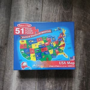 Nwt Melissa and doug floor puzzle 51 piece usa map